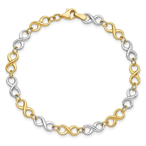 14k Two Tone Gold, 5mm Figure-8 Chain Link Bracelet, 7.25 Inch - Picture 4 of 6